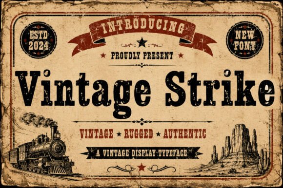 Introducing Vintage Strike: The Strategic Slab Display Font for Timeless Design